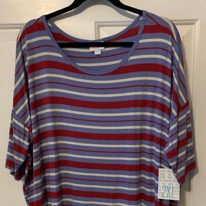 2XL LulaRoe Irma. Hi/Lo top. Red/Blue/Ivory